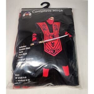 Complete Ninja Costume RED Black Child Boys - NEW in bag SMALL 4-6